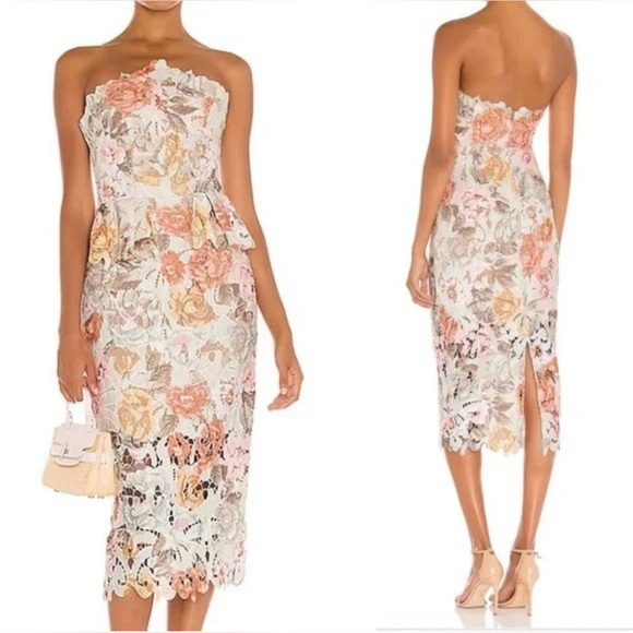LIKE NEW Elliatt Adelynn Floral Lace Midi Dress Sz Medium - Picture 4 of 15